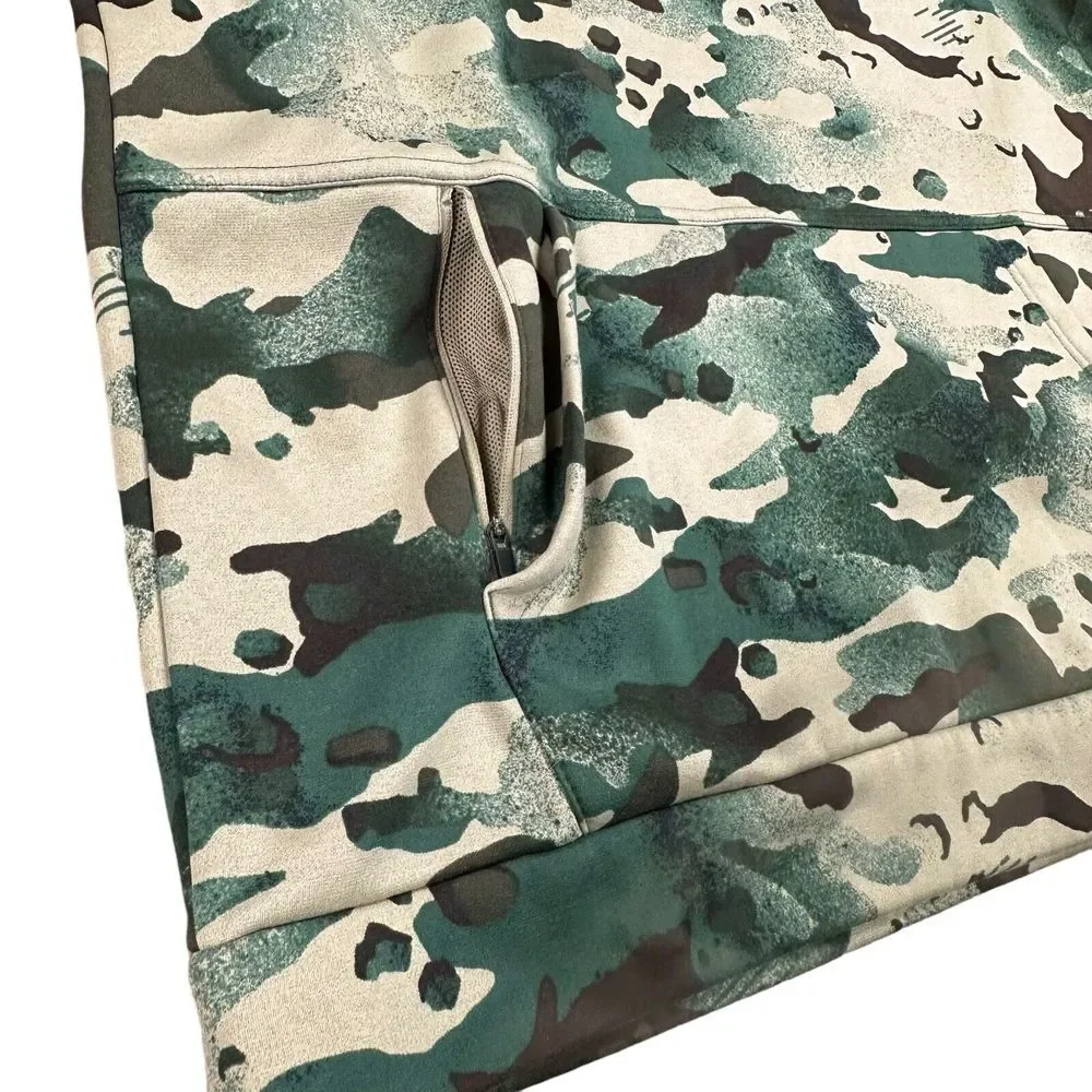 Nike Mens Large Green Camouflage Hoodie Pullover With Pockets Long Sleeve‎